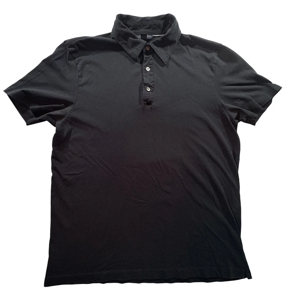 Banana Republic Polo Shirt Mens Large Black Pima Cotton Short Sleeve Casual